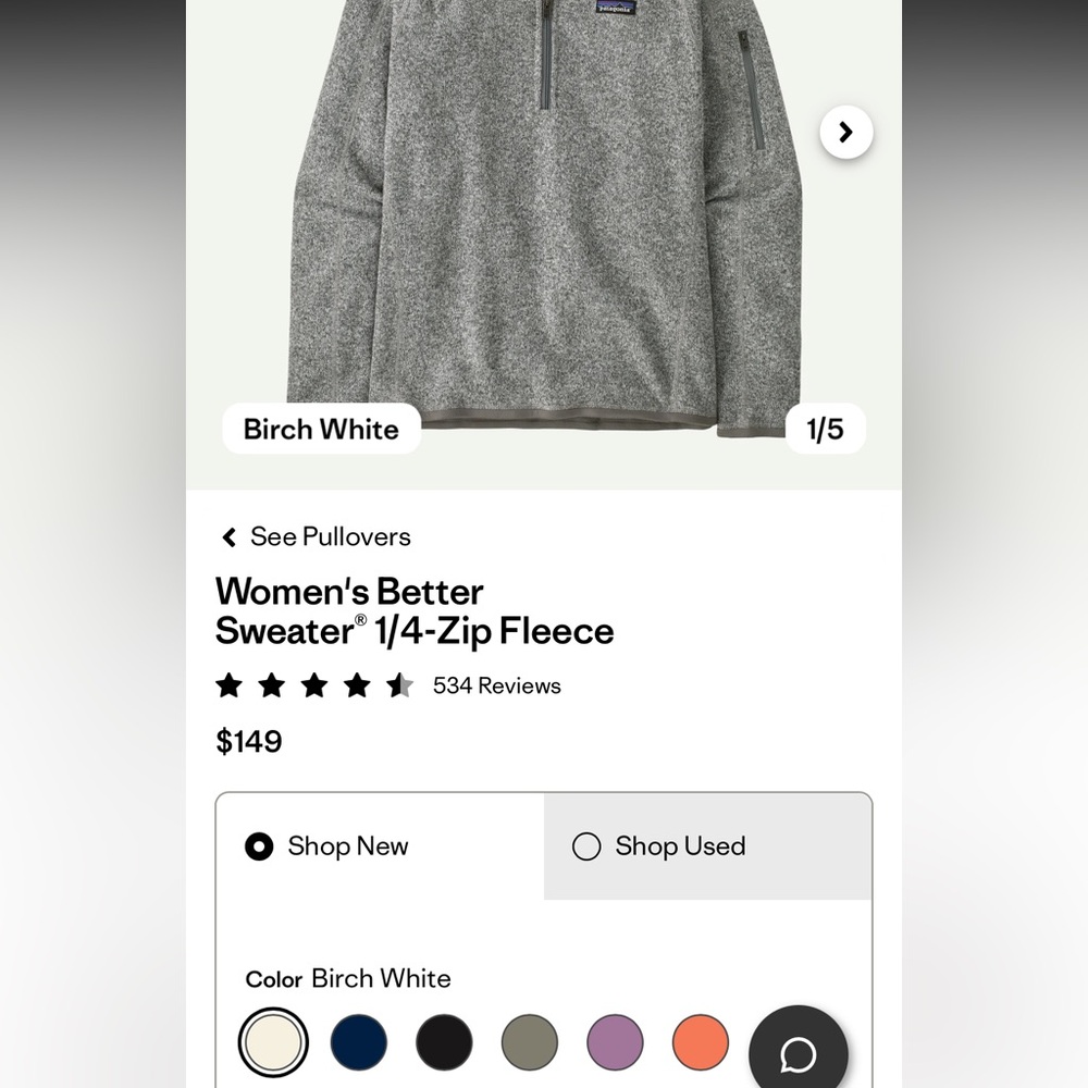 Women’s Better Sweater Patagonia Quarter Zip Fleece - Picture 5 of 5